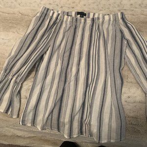 off the shoulder navy and white stripped